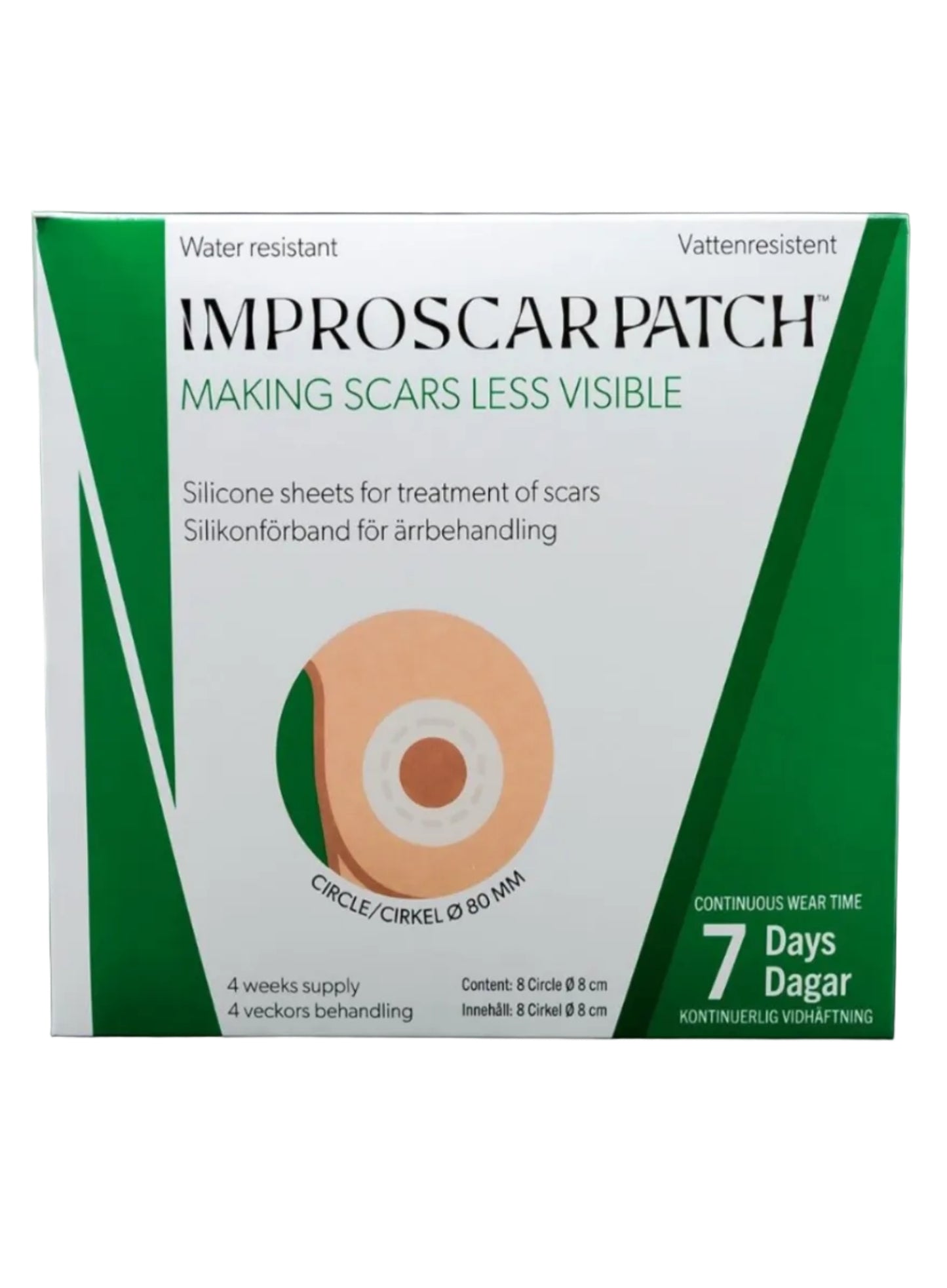 Plasture Improscar din silicon pentru cicatrici – formă circulară Ø80 mm x 8 plasturi