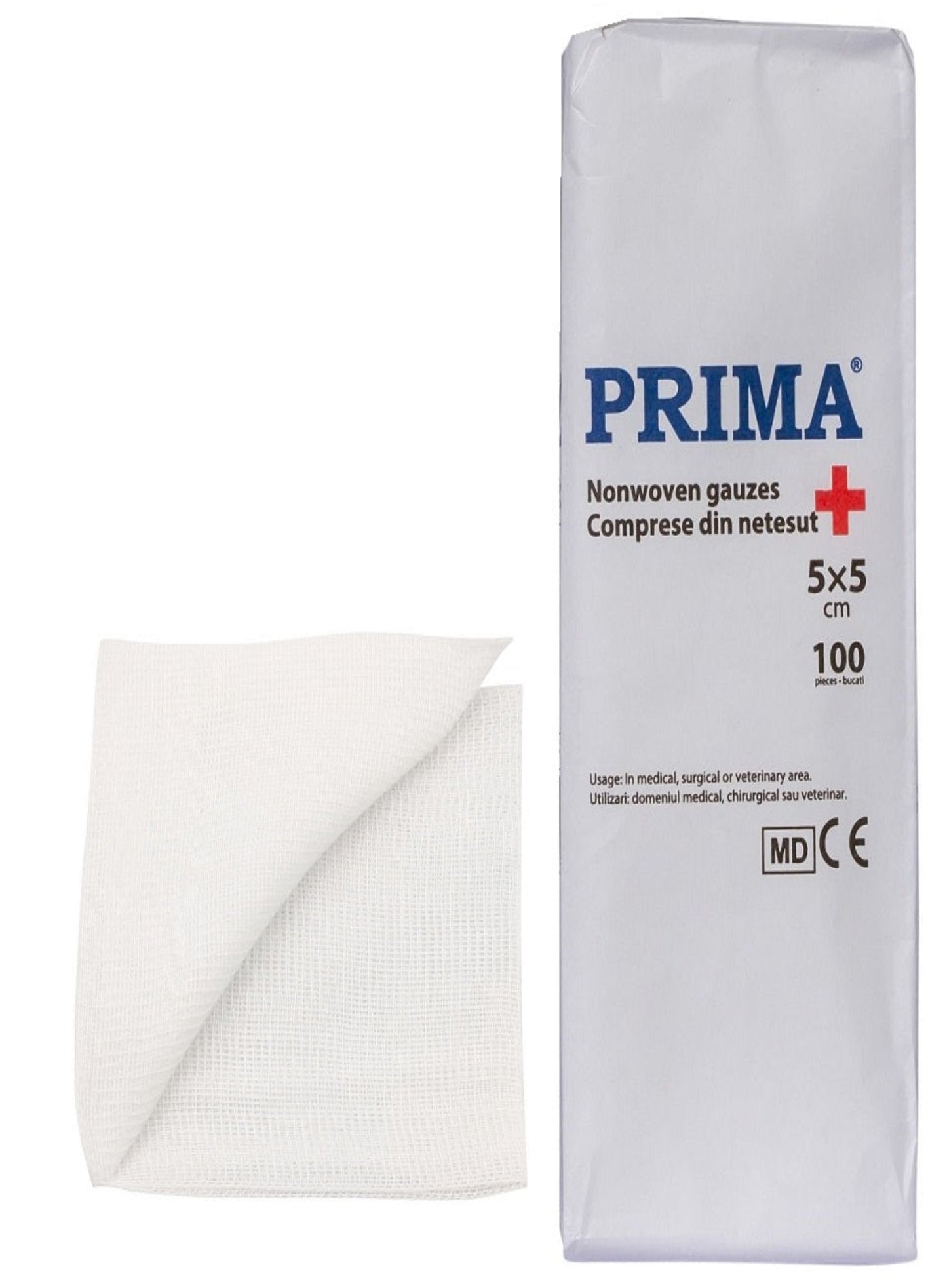 Nonsterile compresses folded in 4, 5cm x 5cm, PRIMA