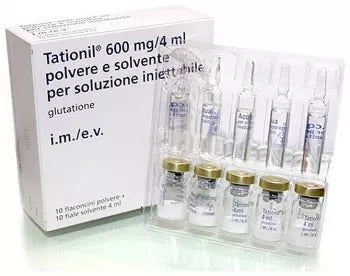 Glutathion Tationil 600mg/4ml Antioxydant 10 ampoules poudre 10 ampoules solvant